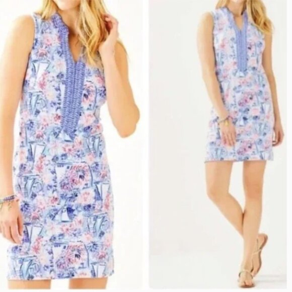Lilly Pulitzer Larsen Dress in Sea to Shining Sea print size large